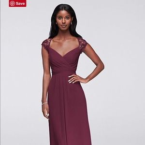 Wine colored lace/mesh bridesmaid dress